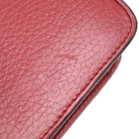 GUCCI Logo Interlocking G Chain Shoulder Bag Leather Red GHW Italy 58KA971 - Picture 10 of 16